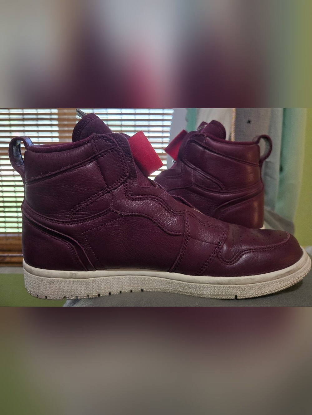 Nike Air Jordan 1 High Zip Bordeaux Burgundy Leather Sneakers Women's US 8.5